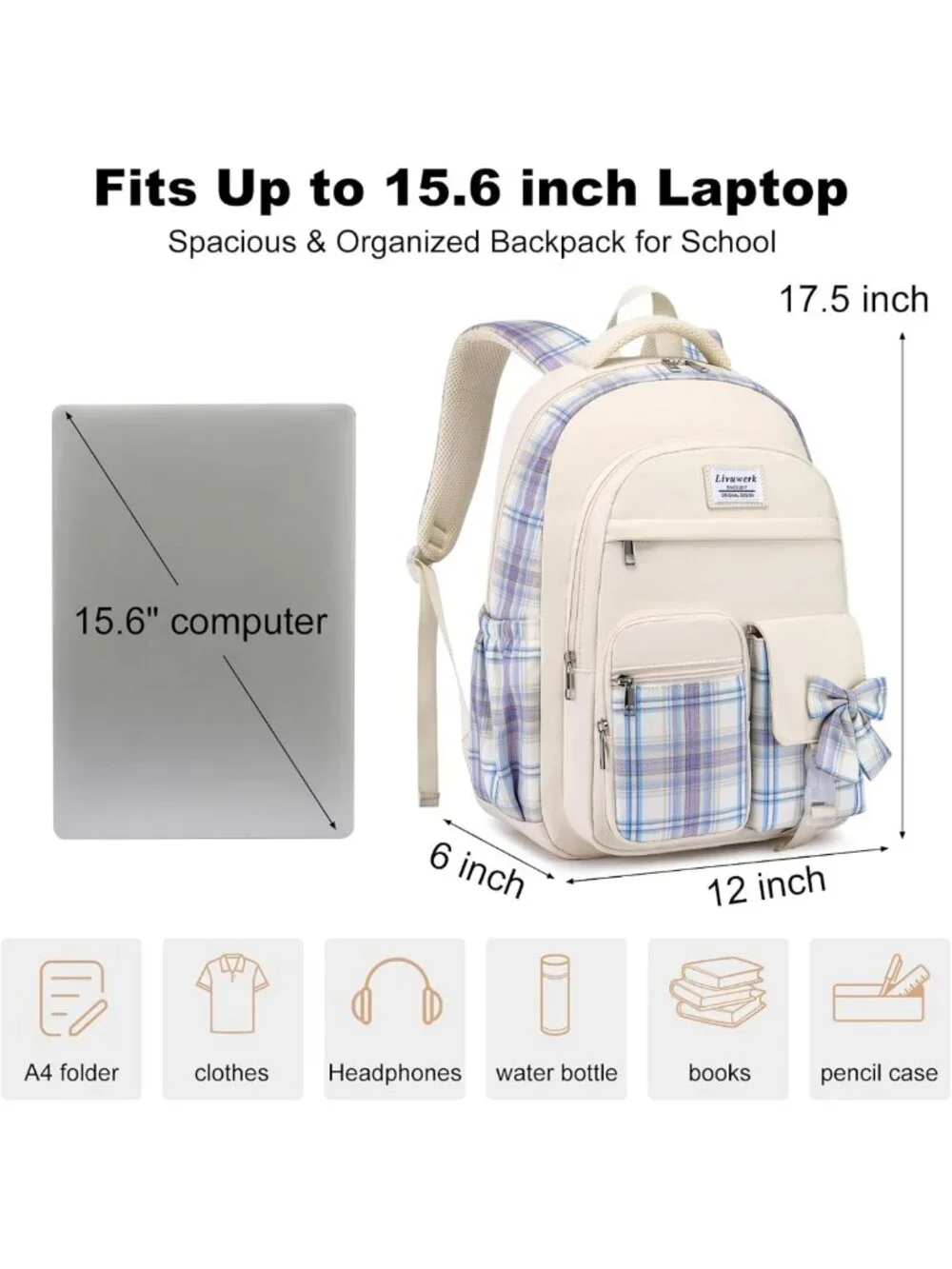 Cute Laptop Backpack for Teen Girls | Large College Bookbag for School & Travel